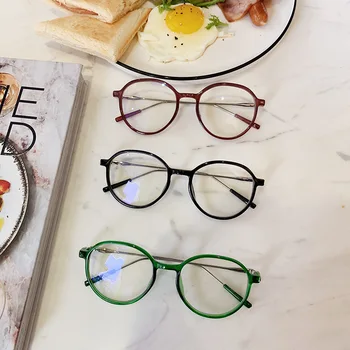 VWKTUUN Modes Apaļas Brilles Rāmis Vintage Nestandarta Rāmji, Brilles Sievietēm Soild Skaidrs, Objektīvs Datoru Viltus Tuvredzība Brilles