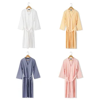 Vafeļu Naktsveļu Peldmētelis Kimono Kleita Pāri Mīkstu Sleepwear Gadījuma Naktskrekls Intīmas Apakšveļa Ir 2021. Jaunas Mājas Drēbes Nightdress
