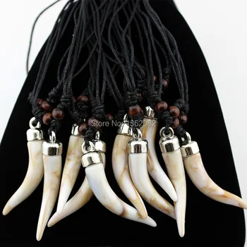 Vairumtirdzniecības daudz 12pcs Akrila Dizaina Imitācija Ziloņu zobu Kaklarotu, Vilku zobu kulons Amuletu Dāvanu MN579