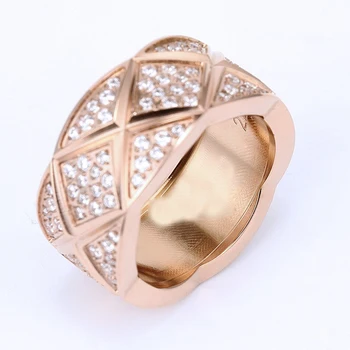 Vairumtirdzniecības luksusa zīmolu gredzenu augstas kvalitātes smalkas rotaslietas ananāsu titāna gredzeni izsmalcinātu rose gold modes aksesuāri dārgakmens