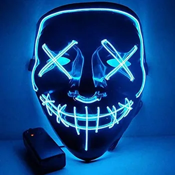 Vairāku Krāsu LED Masku Halloween Puse Masque Masku Maskas, kas Spīd Tumsā skropstu Tuša Šausmu Maska Kvēlojošs Masker
