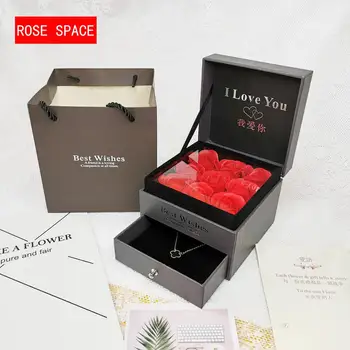 Valentīna Diena Dāvanu Rotaslietas Lodziņā 9 Rožu Lodziņu Mākslīgie Ziedi Rose Puķu Mātes Dienā Puse Draudzeni, Draugu Dzimšanas dienas Dāvanas