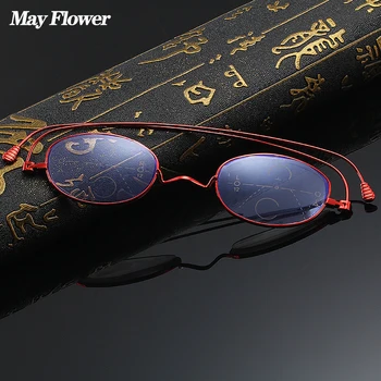 Var Ziedu Pakāpeniski Multifokāla Lasīšanas Brilles Salokāms Pie Daudz Recepšu Brilles Plānas Kārtas Sieviešu Brilles Ar Maisu