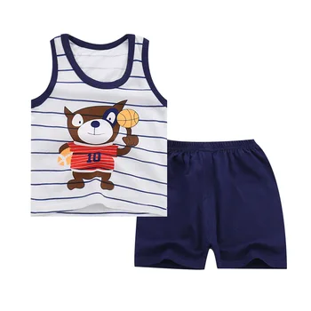 Vasaras 2gab Tērpi Baby Boy Apģērbs Uzstādīt Karikatūra Zēni Meitenes Vest Apģērbu Komplekts Kokvilnas bez Piedurknēm, Sporta T Krekli Toddler Šorti
