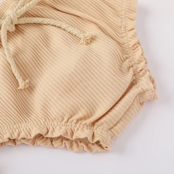 Vasaras Jaundzimušais Meitene Drēbes bez Piedurknēm 2gab Linga Lotus Leaf Kleita + Bikses, Kokvilnas Ērti Uzstādīt