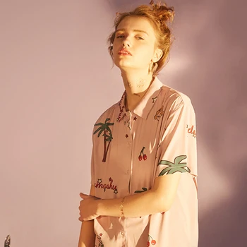 Vasaras Jaunā Sieviešu Šifona Blūze Anglijas Stils, Oriģināls Dizains, Modes Īsām Piedurknēm Dāma Šifona Kreklu Topi Brīvs Augu Drukāšana