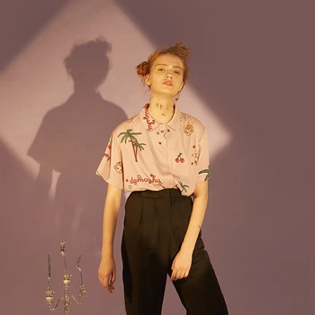 Vasaras Jaunā Sieviešu Šifona Blūze Anglijas Stils, Oriģināls Dizains, Modes Īsām Piedurknēm Dāma Šifona Kreklu Topi Brīvs Augu Drukāšana