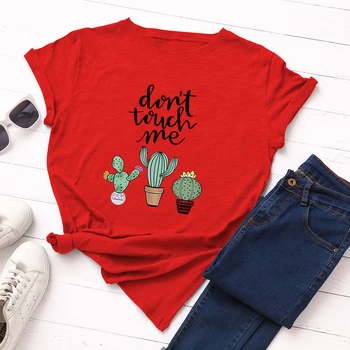 Vasaras Kokvilnas Sieviešu Print T-krekls Kaktuss neaiztieciet Mani Vintage Tees Harajuku Liela Izmēra Augi Tees Top Gadījuma Sieviešu Tshirts