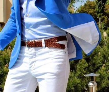 Vasaras Stils Pielāgotus, Royal Blue Coat Balts Elsas Uzvalks, Žakete Ekskluzīvs Vīriešu Smokings Mens Kāzu Tērpi 2Pieces(Jaka+Elsas)