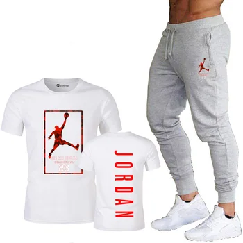 Vasaras jaunā modes tendence vīriešu uzvalku personalizētu modes drukāšanas sports īsām piedurknēm T-krekls + sporta gadījuma bikses, uzvalks