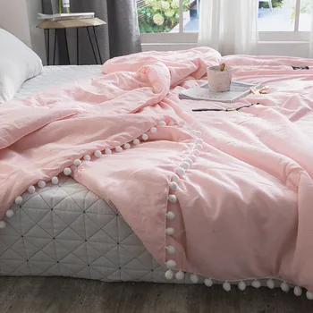 Vasaras mest Segas svaigu rozā lupatu sega izšūšanas mazas bumbiņas sega 1pc mīksts pārklājs cieta gulta segtu pastorālo gultas veļa