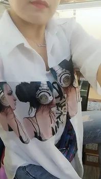 Vasaras sieviešu kreklu Apdrukāšana Modes Drukāšanas Šifona Topi Ilgi, Saules aizsardzības krekls sievietēm Zaudēt Gadījuma Plānas Anti-UV Krekli Femal