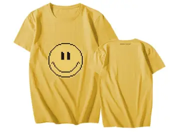 Vasaras stils txt RĪT X KOPĀ smaidošas sejas, drukāšanas o apkakli, īsām piedurknēm t krekls unisex kpop modes t-krekls