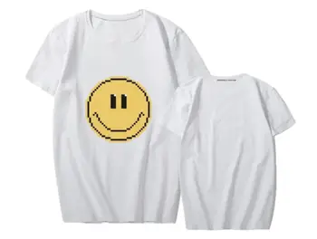 Vasaras stils txt RĪT X KOPĀ smaidošas sejas, drukāšanas o apkakli, īsām piedurknēm t krekls unisex kpop modes t-krekls