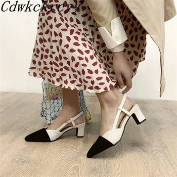 Vasarā Jaunais modelis Eiropā un Amerikā modes Smaile Zili Raibs augstpapēžu Sieviešu sandales balta, Bēša, Rozā darbu Sieviešu sandales