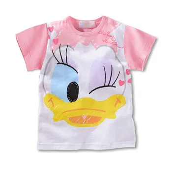 Vasarā Meitenes Zēns T mickey minnie Mouse Donald Duck Lilo Dūriens Īsām Piedurknēm T-krekls Drukas Bērnu Multfilmas Bērniem Drēbes