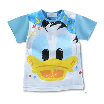 Vasarā Meitenes Zēns T mickey minnie Mouse Donald Duck Lilo Dūriens Īsām Piedurknēm T-krekls Drukas Bērnu Multfilmas Bērniem Drēbes