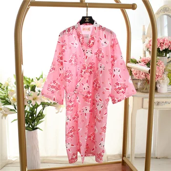 Vasarā Sievietēm Sleepwear Kokvilnas Marle Kimono Ķiršu Ziedu un Zaķis Ilgi, Halāti, Mājas Drēbes, Kleitas 20 Stilu Sieviešu Kleitas
