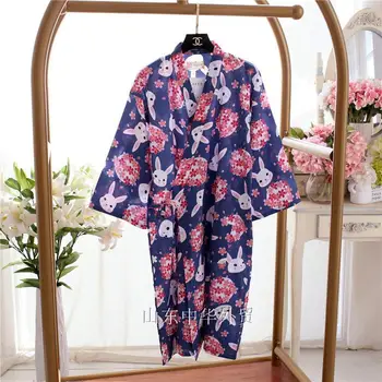 Vasarā Sievietēm Sleepwear Kokvilnas Marle Kimono Ķiršu Ziedu un Zaķis Ilgi, Halāti, Mājas Drēbes, Kleitas 20 Stilu Sieviešu Kleitas