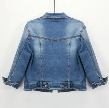Vasarā jauni 2019 Slim īss 3/4 piedurknēm sieviešu jaka ar augstu vidukļa plānas studentu džinsa jaka