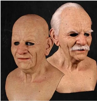 Vecais Vīrs Lateksa Maska Kails Krunkains Halloween Maskas, Masku Prop Šausmu Filmas, Cosplay Party Maska Biedējošu Parūka MaskCosplay Biedējošu