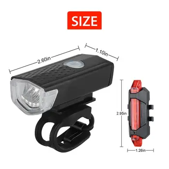 Velosipēds Velosipēdu Gaismas USB Uzlādējams LED Set Kalnu Cikla Priekšējo Aizmugurējo Lukturu Lampas Lukturīti