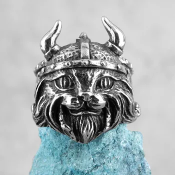 Viking Pirātu Cepure Kaķis Dzīvnieku Nerūsējošā Tērauda Vīriešu Gredzeni Punk Hip Hop Vīriešu Draugs Biker Rotaslietas Radošumu, Dāvanu Vairumtirdzniecība