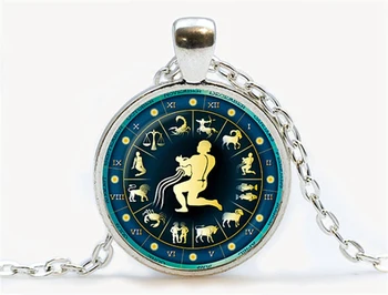 Vintage 12 Zvaigznājā Simbols Kārtā Laiks Pērle, Kulons, Kaklarota, Auns, Vērsis un Ūdensvīrs Horoskops zodiaka Dāvana Draugiem 12PCS
