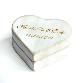 Vintage Baltās Sirds Kāzu Gredzenu Lodziņu, Personalizētu Koksnes Kāzu Gredzenu Spilventiņš Lodziņu, Zemniecisks Kāzu Gredzenu Turētājs Box