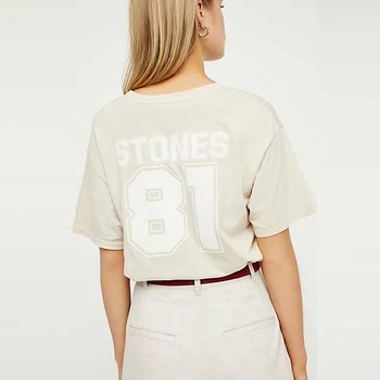 Vintage Bēša Rolling Stones Vasaras Tshirt Rock Karikatūra O Kakla Kokvilnas T-Krekls Meitenēm Streetwear Dizainers, Stila Jaunpienācēji 2019