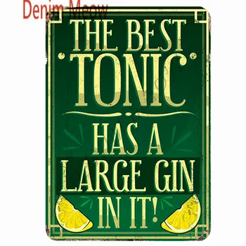 Vintage Kokteilis Laiks Uzlīme Gin & Tonic Metāla Skārda Parakstīt, Tas 5 O'olock Plakāts Virtuves Tiki Bar Dekoru uz Sienas WY134