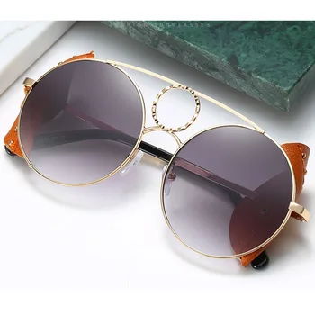 Vintage Kārta Steampunk saulesbrilles Vīriešiem, sievietēm Lielgabarīta luksusa augstas kvalitātes Metāla Zīmolu Brilles, saules brilles vīriešiem spogulis UV400