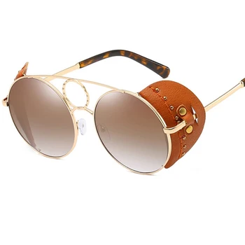 Vintage Kārta Steampunk saulesbrilles Vīriešiem, sievietēm Lielgabarīta luksusa augstas kvalitātes Metāla Zīmolu Brilles, saules brilles vīriešiem spogulis UV400