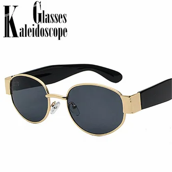 Vintage Ovālas formas Saulesbrilles Sieviešu 90. gadu Klasiskās Dizainers, Metāla Sunglass Toņos Retro Vīriešiem Drošas Braukšanas Saules Brilles Brilles UV400