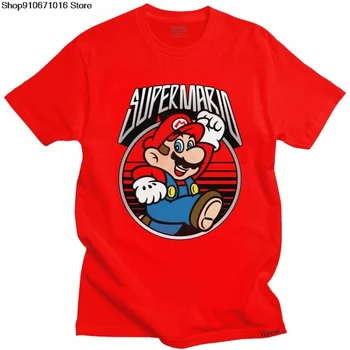 Vintage Super Mario Pārlēkt T Krekls Vīriešiem Mīkstu Kokvilnas T Video Spēli t-veida Topi Īstermiņa Piedurknēm Modes Grafiskais T-krekls Dāvanu Apģērbi