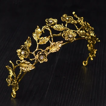 Vintage Zelta, Sudraba Krāsas Pērļu Kāzu Legant Tiaras Kāzu Galvassegu Karaliene Matu aksesuāri Balli Royal Crown Matu Rotas