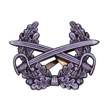 Vintage rietumvācijas Heer Armijas Spēki Sejsegu Klp Metāla Emblēma Sakrustoti Zobeni Lauru Vainags Militāro klasiskās simbols kājnieku