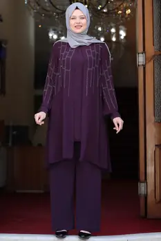 Violeta Sieviešu Modes Musulmaņu Apakšā Top Tērps ar garām Piedurknēm Kokvilnas Krāsu un Modeli Vasaras Ziemas Ikdienas Valkāšanai 2020