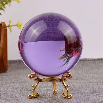 Violeta caurspīdīga kristāla bumbu Birojs dzīves telpu dekorēšana aksesuāri, stikla bumbiņas Burvju bumbu Feng Shui zīlēšana prop