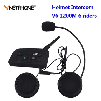 Vnetphone V6 BT iekšējo telefonu 1200M Motociklu Bluetooth Ķiveri Domofons intercomunicador moto interfones austiņas 6 Braucēji