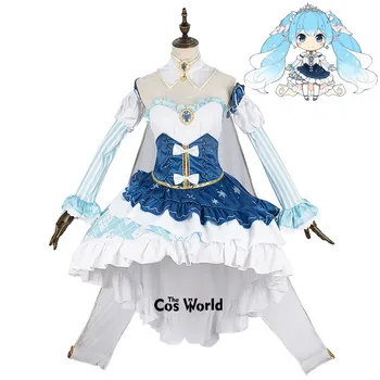 Vocaloid 2019 Sniega Princese Miku Kleita Vienotu Apģērbs Anime Cosplay Kostīmi