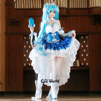 Vocaloid 2019 Sniega Princese Miku Kleita Vienotu Apģērbs Anime Cosplay Kostīmi