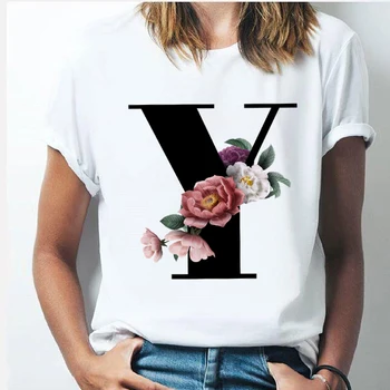 Vogue 26 alfabēta burtu, sieviešu T-krekls Meitene A 