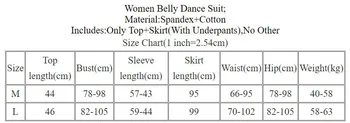 Vēdera Deju Tērps, Apaļu Kakla Tops Ar Garām Piedurknēm Sadalīt Svārki Darbības Apģērbu Komplekts Sievietēm Pieaugušo Elegants Konkurences Apģērbi