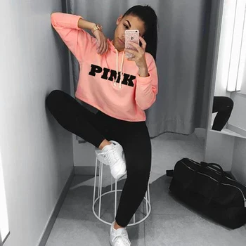 Vēstule rozā Hoodies sporta Krekli 2019 Sieviešu Ikdienas Kawaii Harajuku Fashion Punk Meitenes Apģērbu Eiropas Topi, korejiešu