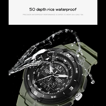 Vīrietis Skatīties Sporta SMAEL 50M Ūdensizturīgs Digitālā Kvarca rokas pulksteņi Hronometrs, Modinātājs, Vīriešu 1362 reloj Pulksteņi Watch Pulksteņi