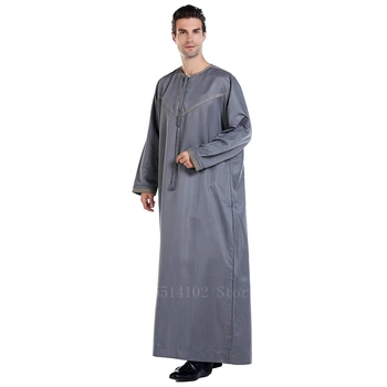 Vīrieši Islāma Apģērba Musulmaņu Tērpu Arābu Thobe Ramadāna Kostīmi Saūda Arābu Pakistāna Abaya Vīriešu Pilnu Piedurknēm Drēbes Kaftan Galvas Lakatu