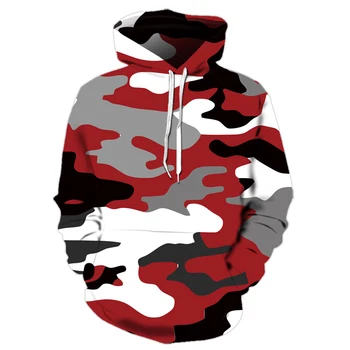 Vīriešu Hip Hop Aukliņu Pulovers pelēkā vārna sporta Krekls Drukas Iela Maskēties Militārās Apmācības 3D Gadījuma Rudens Pilna Regulāri
