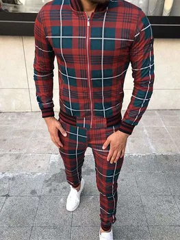 Vīriešu Ikdienas Sporta apģērbu Rudens Plānas Zip-Up Mētelis, Bikses 3D Iespiesti Piemērots Āra Modes Tīkla Tracksuit Streetwear Apģērbi