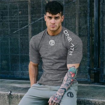 Vīriešu Jaunas Drēbes, Apģērbi Gadījuma Kokvilnas Druka t kreklu apdruka Vīriešu sporta zāles Fitnesa Īsām piedurknēm T-krekls Vīriešu Kultūrisms Laiks t-veida Topi